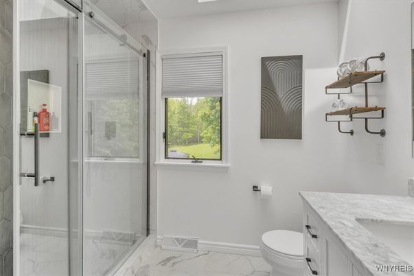 Bathroom, Glass Shower, Interior, Marble