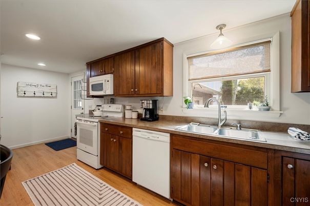 Interior, Kitchen, Recessed Lighting, Wood Texture Flooring