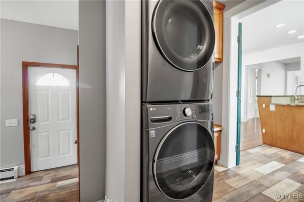 Interior, Recessed Lighting, Utility Closets, Washer, Wood Texture Flooring