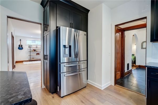 Interior, Kitchen, Stainless Steel Appliances, Wood Texture Flooring