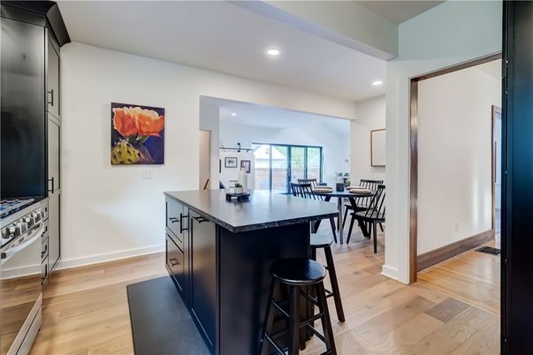 Dining room, Interior, Kitchen, Recessed Lighting, Wood Texture Flooring
