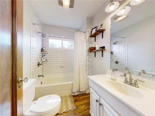 Bathroom, Dual Sink Vanities, Interior, Wood Texture Flooring
