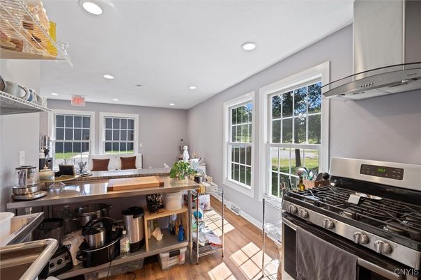 Interior, Kitchen, Recessed Lighting, Wood Texture Flooring