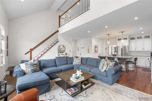 Interior, Kitchen, Living room, Pendant Lights, Recessed Lighting, Stainless Steel Appliances, Wood Texture Flooring