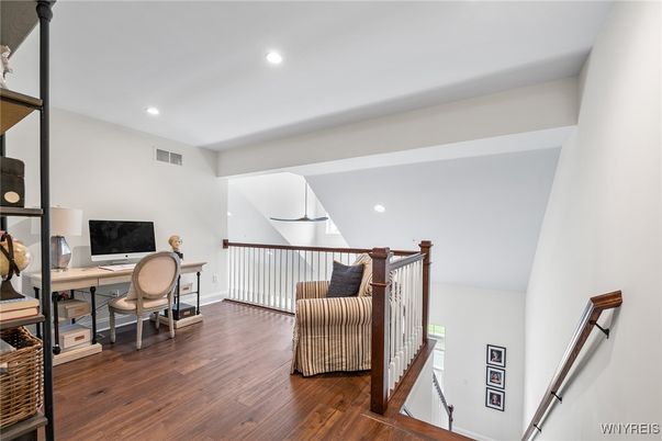 Home Office, Interior, Recessed Lighting, Wood Texture Flooring