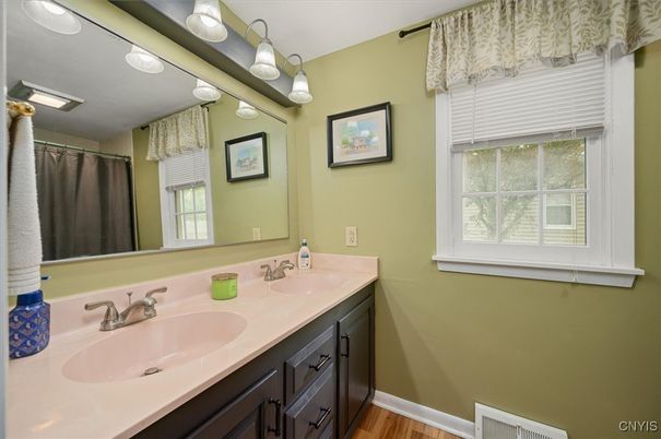 Bathroom, Dual Sink Vanities, Interior, Wood Texture Flooring