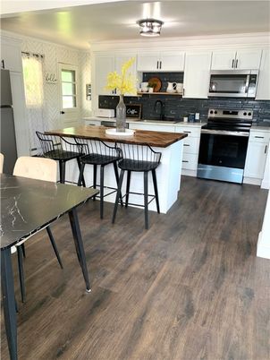 Interior, Kitchen, Stainless Steel Appliances, Wood Texture Flooring