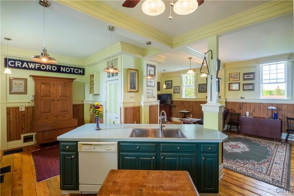 Interior, Kitchen, Pendant Lights, Wood Texture Flooring