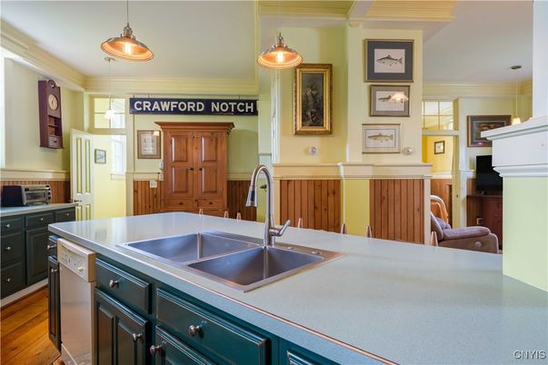 Interior, Kitchen, Pendant Lights, Wood Texture Flooring