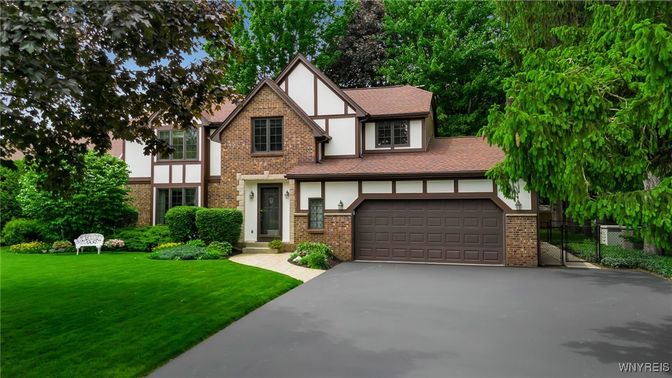 Attached, Exterior, Facade, Brick Facade, Tudor Revival