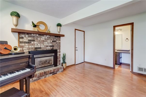 Fireplace, Interior, Piano, Wood Texture Flooring