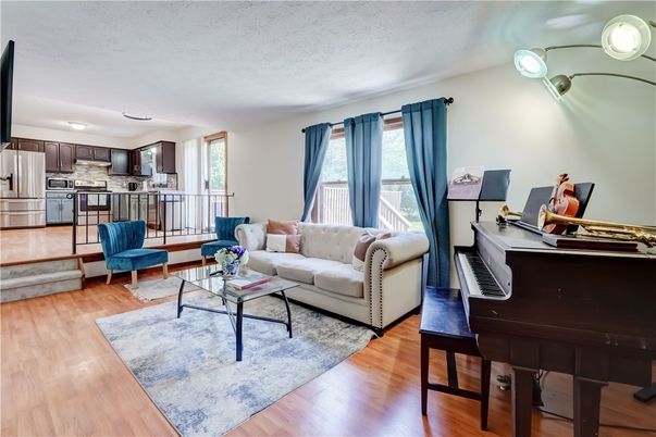 Interior, Kitchen, Living room, Stainless Steel Appliances, Wood Texture Flooring