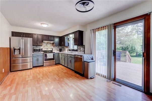 Interior, Kitchen, Stainless Steel Appliances, Wood Texture Flooring