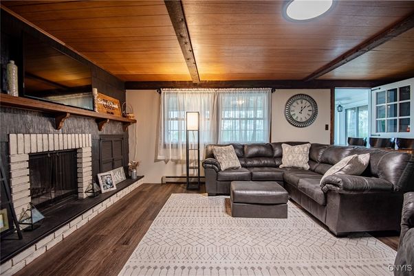 Fireplace, Interior, Living room, Wooden Ceilings, Wood Texture Flooring