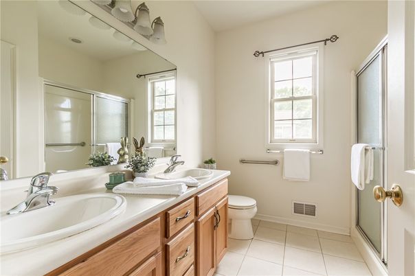 Bathroom, Dual Sink Vanities, Glass Shower, Interior