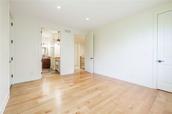 Bathroom, Empty room, Interior, Recessed Lighting, Wood Texture Flooring