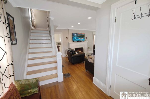 Fireplace, Interior, Recessed Lighting, Wood Texture Flooring