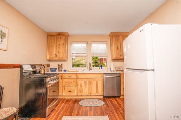 Interior, Kitchen, Stainless Steel Appliances, Wood Texture Flooring