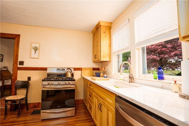 Interior, Kitchen, Stainless Steel Appliances, Wood Texture Flooring