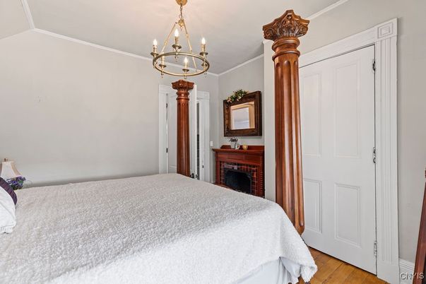 Bedroom, Chandelier, Interior, Wood Texture Flooring