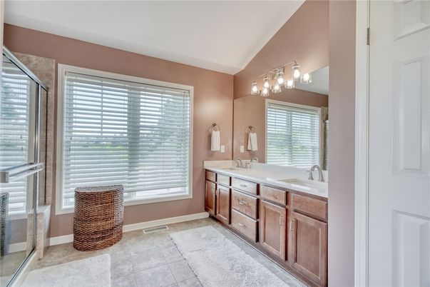 Bathroom, Dual Sink Vanities, Glass Shower, Interior