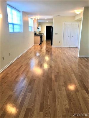 Empty room, Interior, Kitchen, Recessed Lighting, Wood Texture Flooring