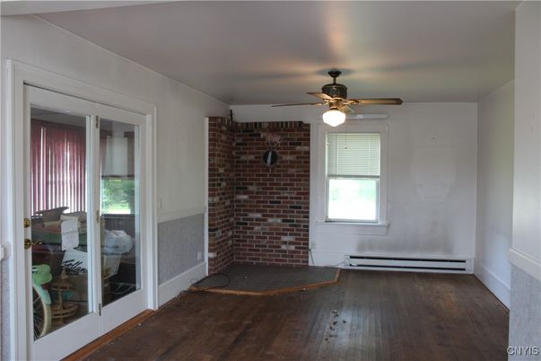 Empty room, Interior, Stone Walls, Wood Texture Flooring