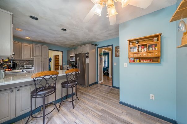 Interior, Kitchen, Recessed Lighting, Wood Texture Flooring
