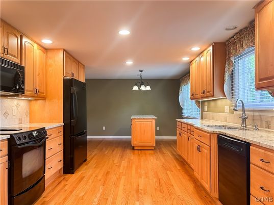 Chandelier, Interior, Kitchen, Recessed Lighting, Wood Texture Flooring
