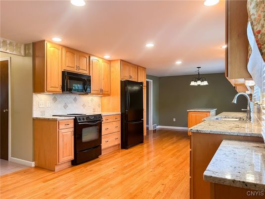 Chandelier, Interior, Kitchen, Recessed Lighting, Wood Texture Flooring