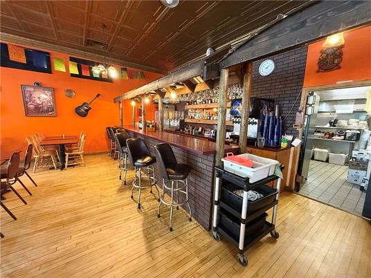 Dining room, Interior, Stone Walls, Wood Texture Flooring