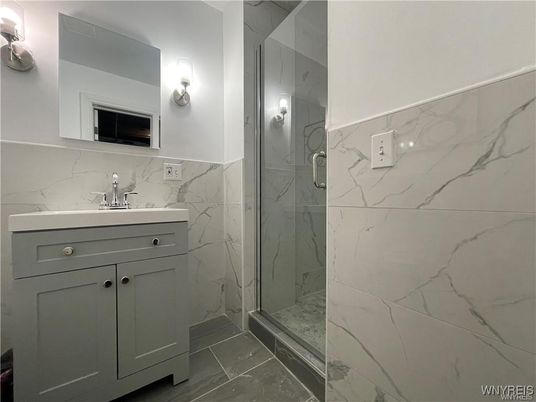 Bathroom, Glass Shower, Interior, Marble Walls