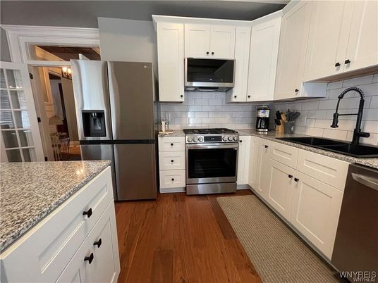 Interior, Kitchen, Stainless Steel Appliances, Wood Texture Flooring