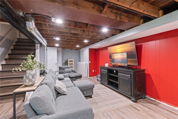 Interior, Living room, Recessed Lighting, Wooden Beams, Wood Texture Flooring