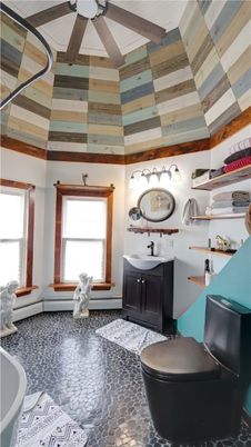 Bathroom, Interior, Wooden Beams