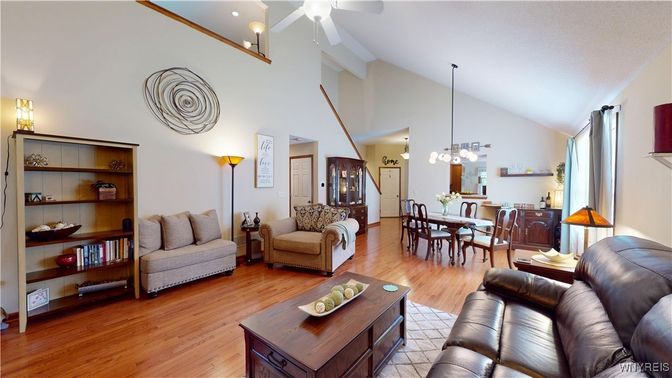 Dining room, Interior, Living room, Pendant Lights, Wood Texture Flooring