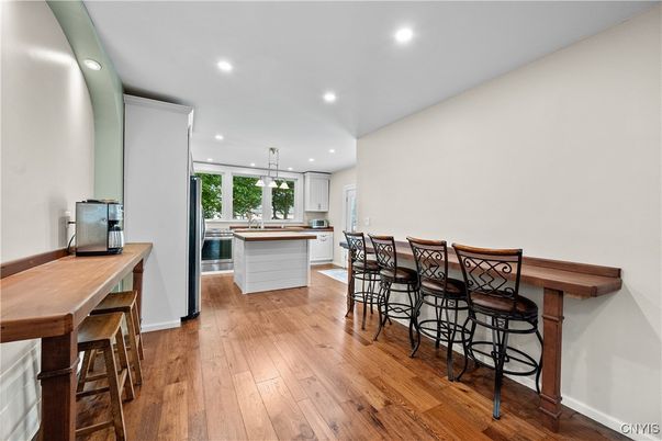 Interior, Kitchen, Pendant Lights, Recessed Lighting, Wood Texture Flooring