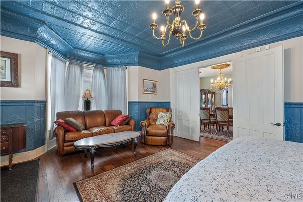 Chandelier, Dining room, Interior, Wood Texture Flooring