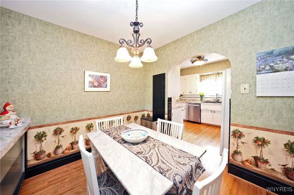 Dining room, Interior, Kitchen, Pendant Lights, Wood Texture Flooring