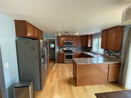 Interior, Kitchen, Stainless Steel Appliances, Wood Texture Flooring