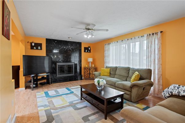 Fireplace, Interior, Living room, Marble Walls, Wood Texture Flooring