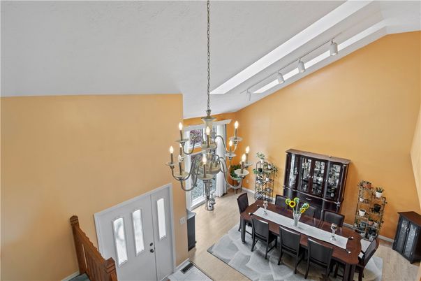 Chandelier, Dining room, Interior, Pendant Lights, Wood Texture Flooring