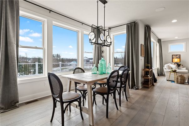 Chandelier, Dining room, Interior, Pendant Lights, Recessed Lighting, Wood Texture Flooring