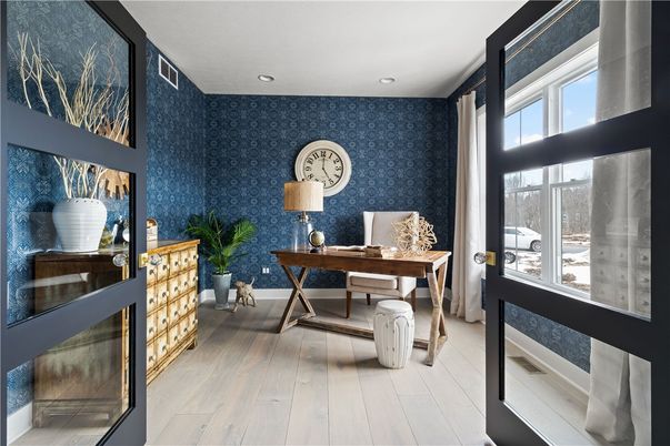 Home Office, Interior, Recessed Lighting, Wood Texture Flooring