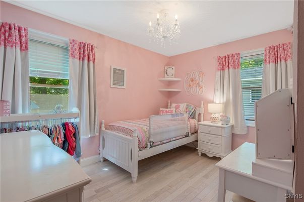 Bedroom, Chandelier, Interior, Wood Texture Flooring