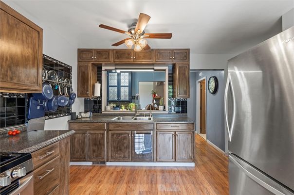 Interior, Kitchen, Stainless Steel Appliances, Wood Texture Flooring