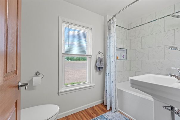 Bathroom, Interior, Marble Walls, Wood Texture Flooring