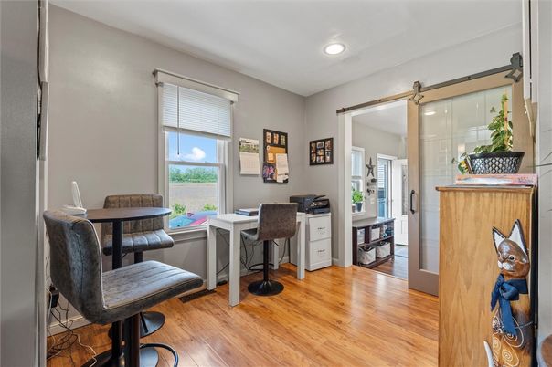Home Office, Interior, Recessed Lighting, Wood Texture Flooring