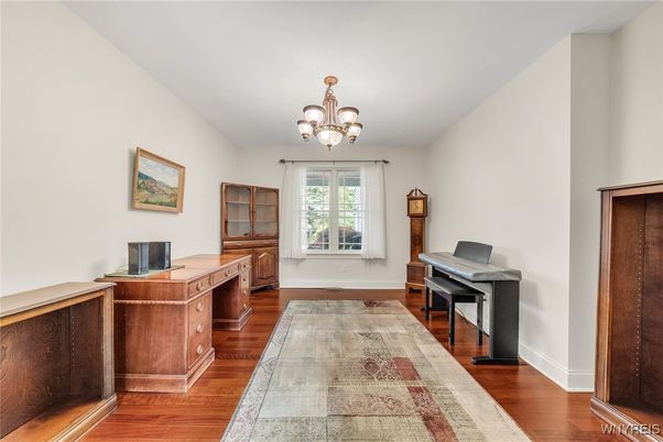 Chandelier, Home Office, Interior, Wood Texture Flooring
