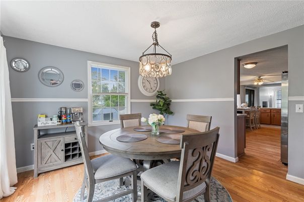 Chandelier, Dining room, Interior, Wood Texture Flooring